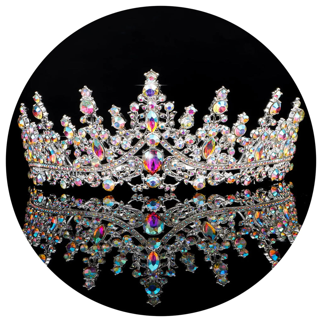 TOBATOBA AB Silver Tiaras and Crowns for Women Crystal Wedding Tiara for Bride Rhinestone Princess Tiara Queen Crown Halloween Costume Women Headpieces for Birthday Valentine Halloween Prom Pageant