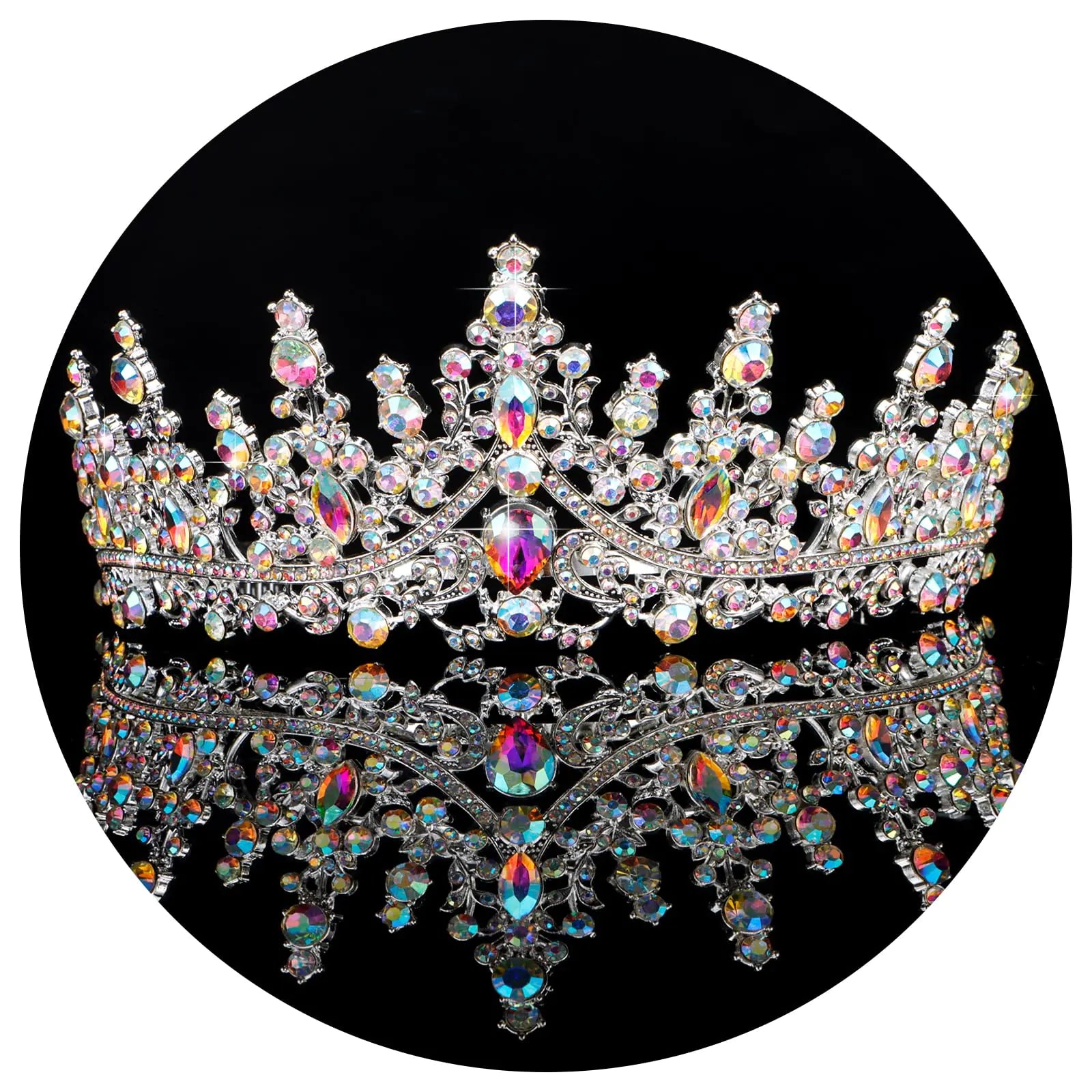 TOBATOBA AB Silver Tiaras and Crowns for Women Crystal Wedding Tiara for Bride Rhinestone Princess Tiara Queen Crown Halloween Costume Women Headpieces for Birthday Valentine Halloween Prom Pageant