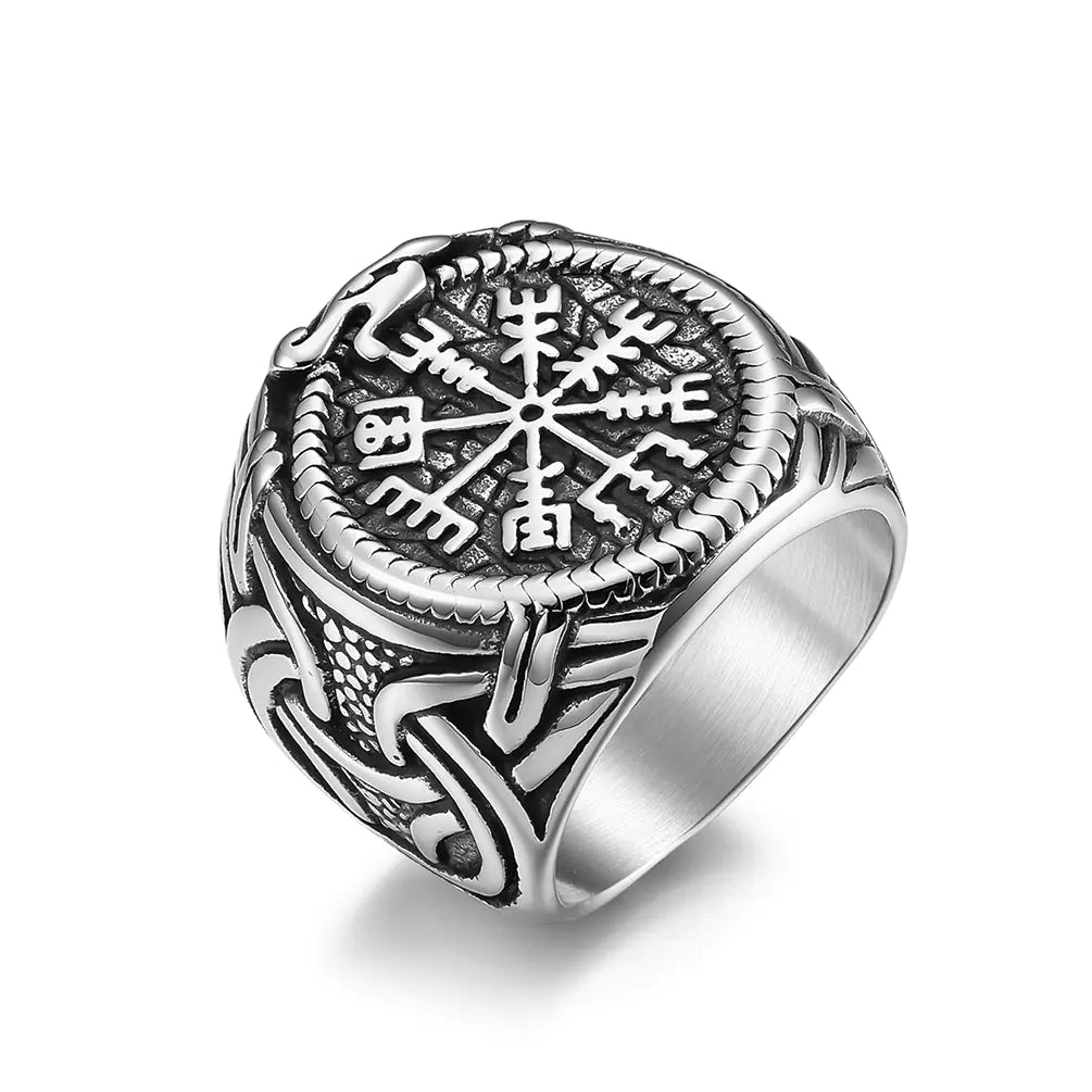 Vintage Nordic Viking Rune Titanium Steel Ring for Men