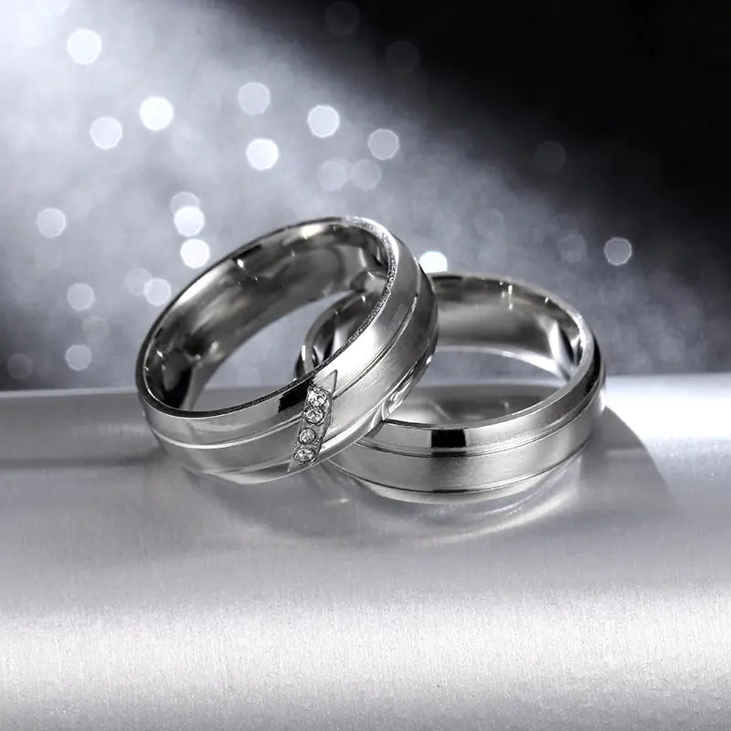 6MM Titanium Steel Couple Rings with Zirconia