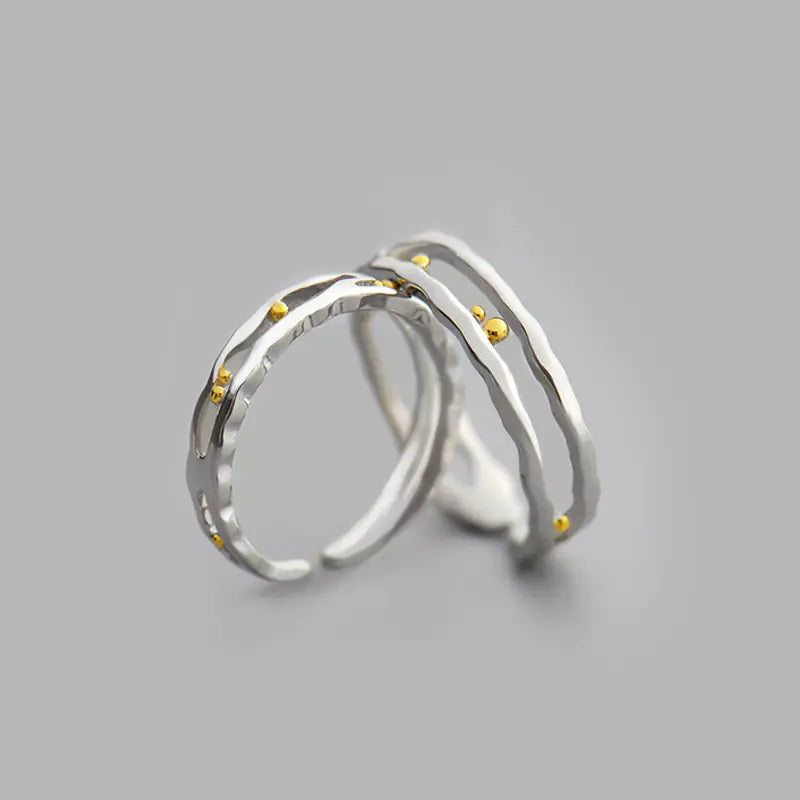 Original Design Silver Couple Rings - Minimalist Style