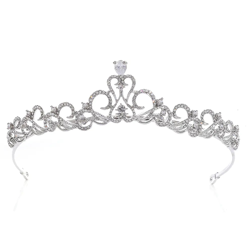 H1098 Korean Style Zirconia Crown Bridal Headpiece