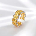Gold-Plated Ginkgo Leaf Ring for Women
