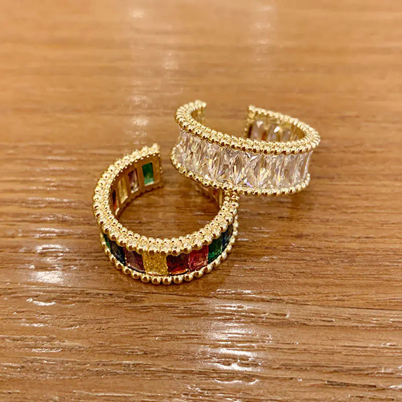 Adjustable Vintage Rainbow Open Ring for Women