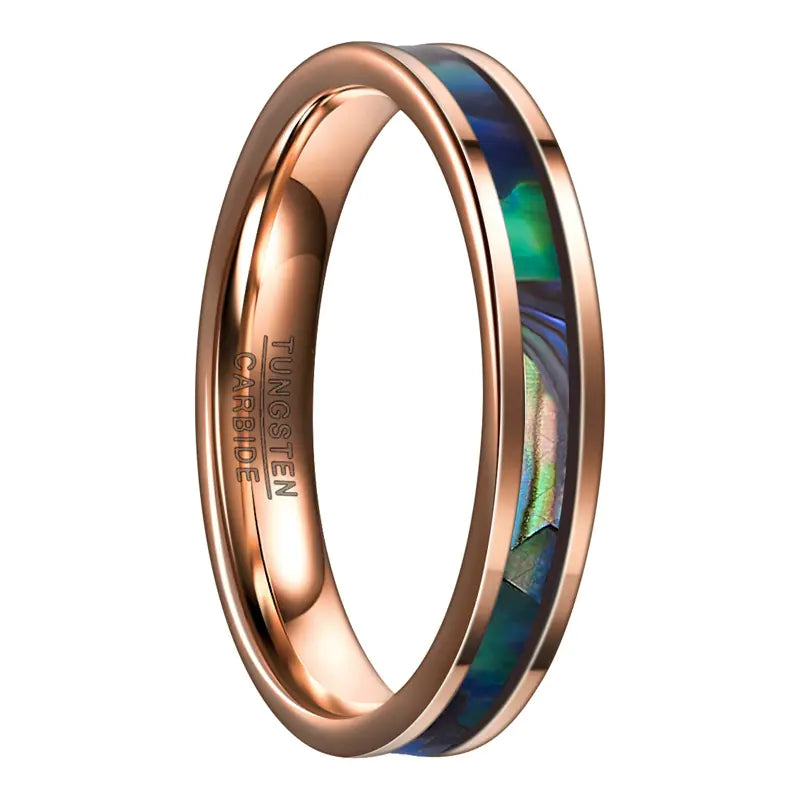Rose Gold Plated Abalone Shell Ring for Men and Women