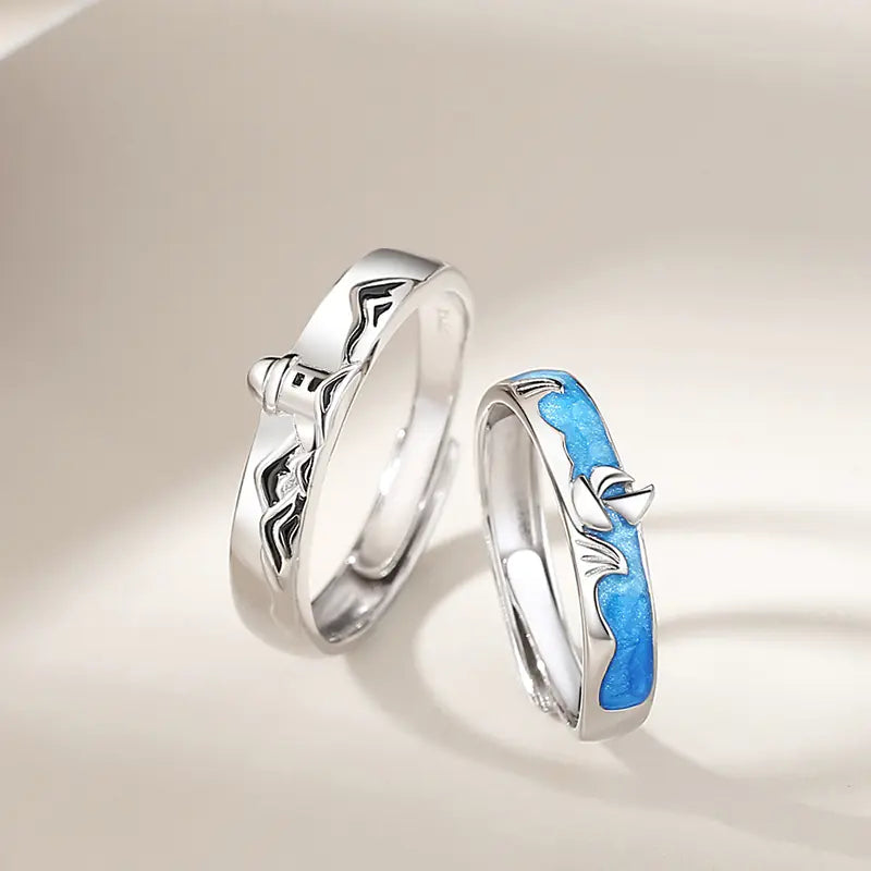 Haven Couple Pair Wave Design Niche Rings