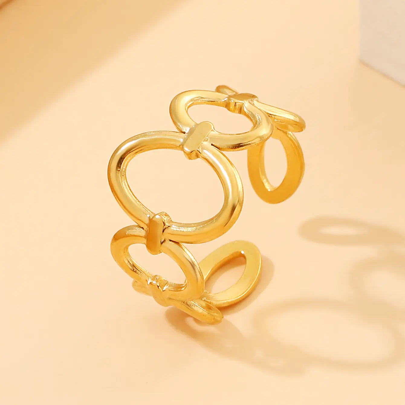 Geometric Stainless Steel Open Ring for Women