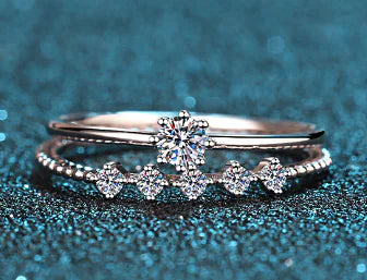 925 Sterling Silver 10 Points Moissanite Couple Rings