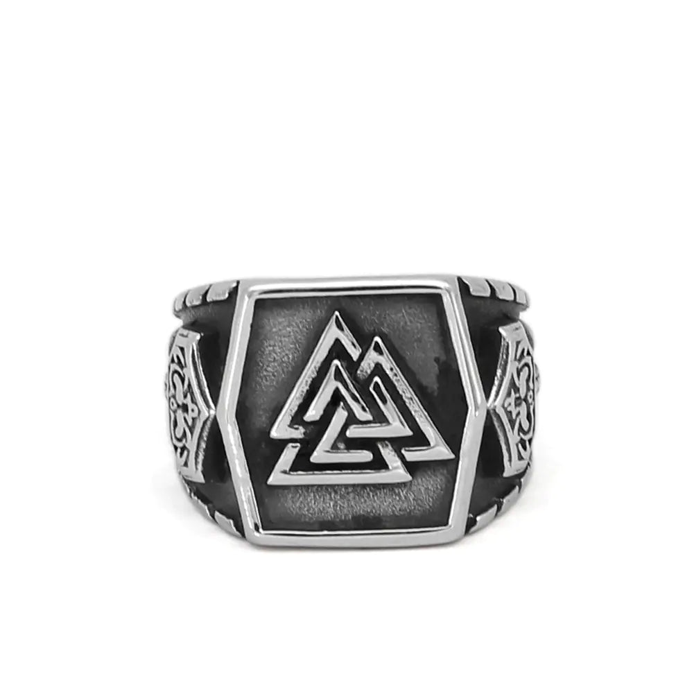 Vintage Viking Triangle Rune Titanium Steel Ring