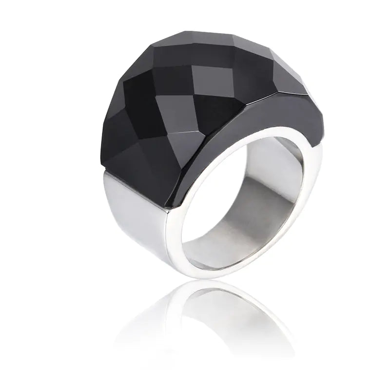 Titanium Steel Ring with Crystal Glass for Men and Women
