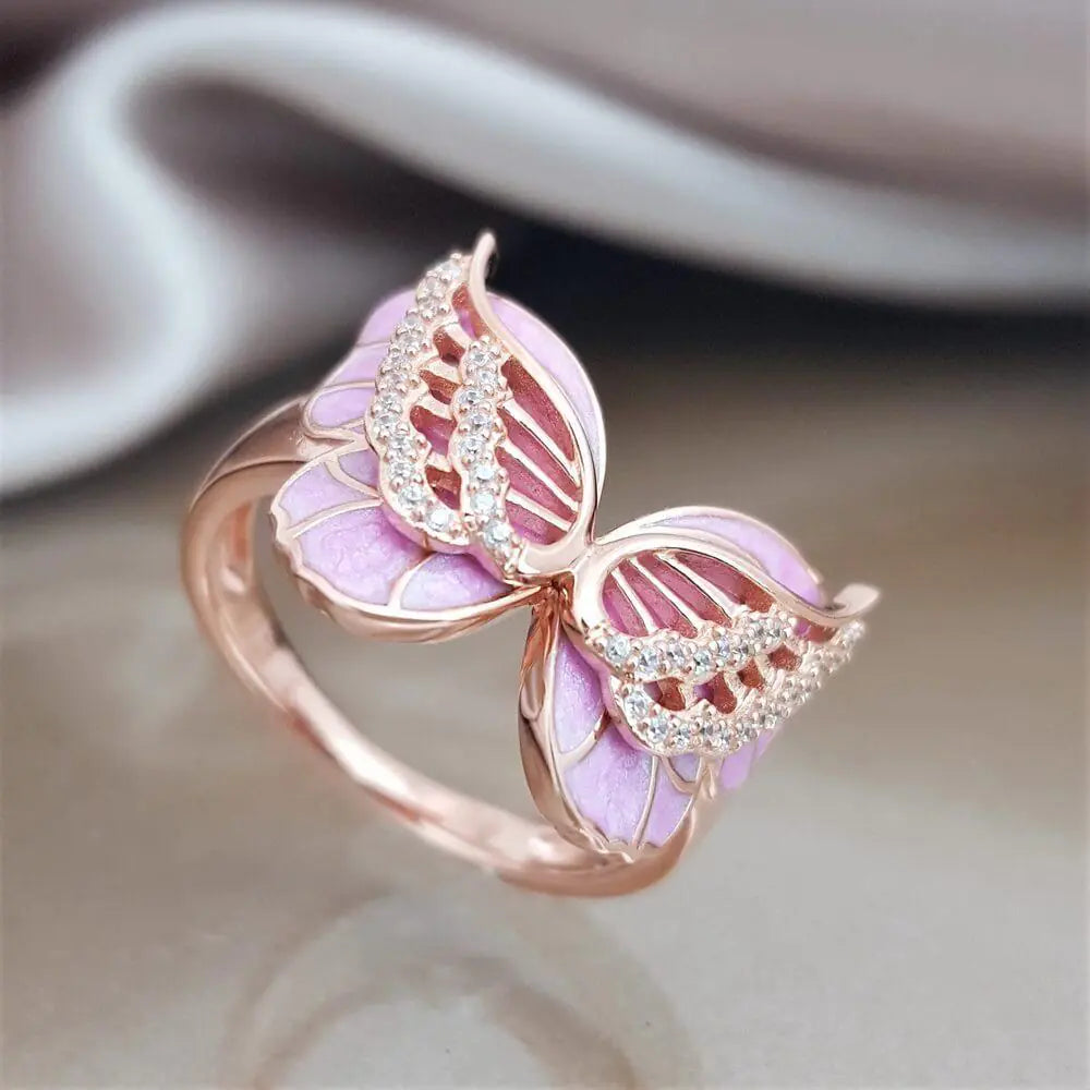 Fashion Silver Plated Hollow Butterfly Ring for Women