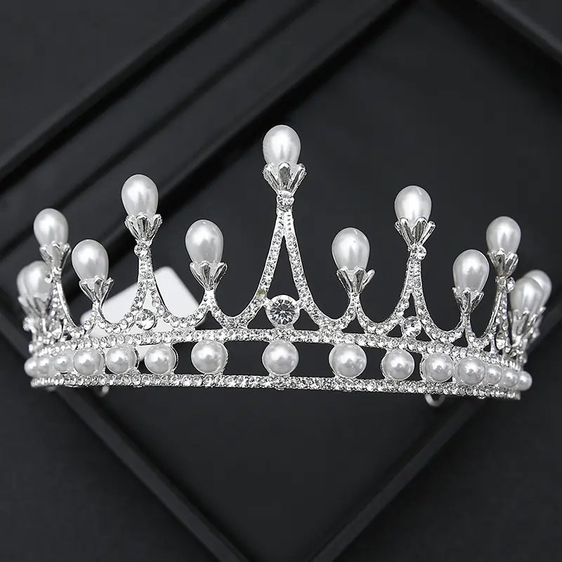 Crown Headpiece with Rhinestones for Weddings and Birthdays