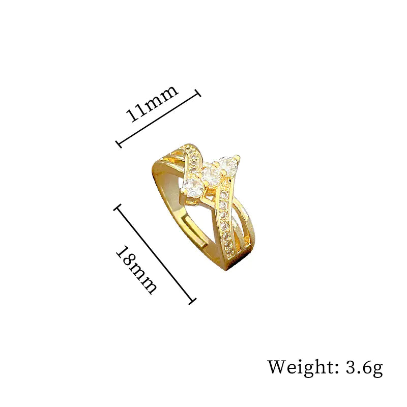 Geometric Design Gold-Plated Diamond Ring for Women