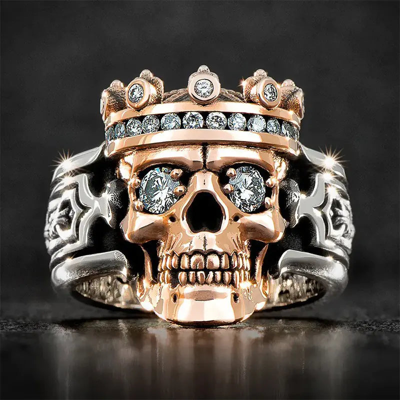 Men's Zinc Alloy Skull Ring with Punk Style Design
