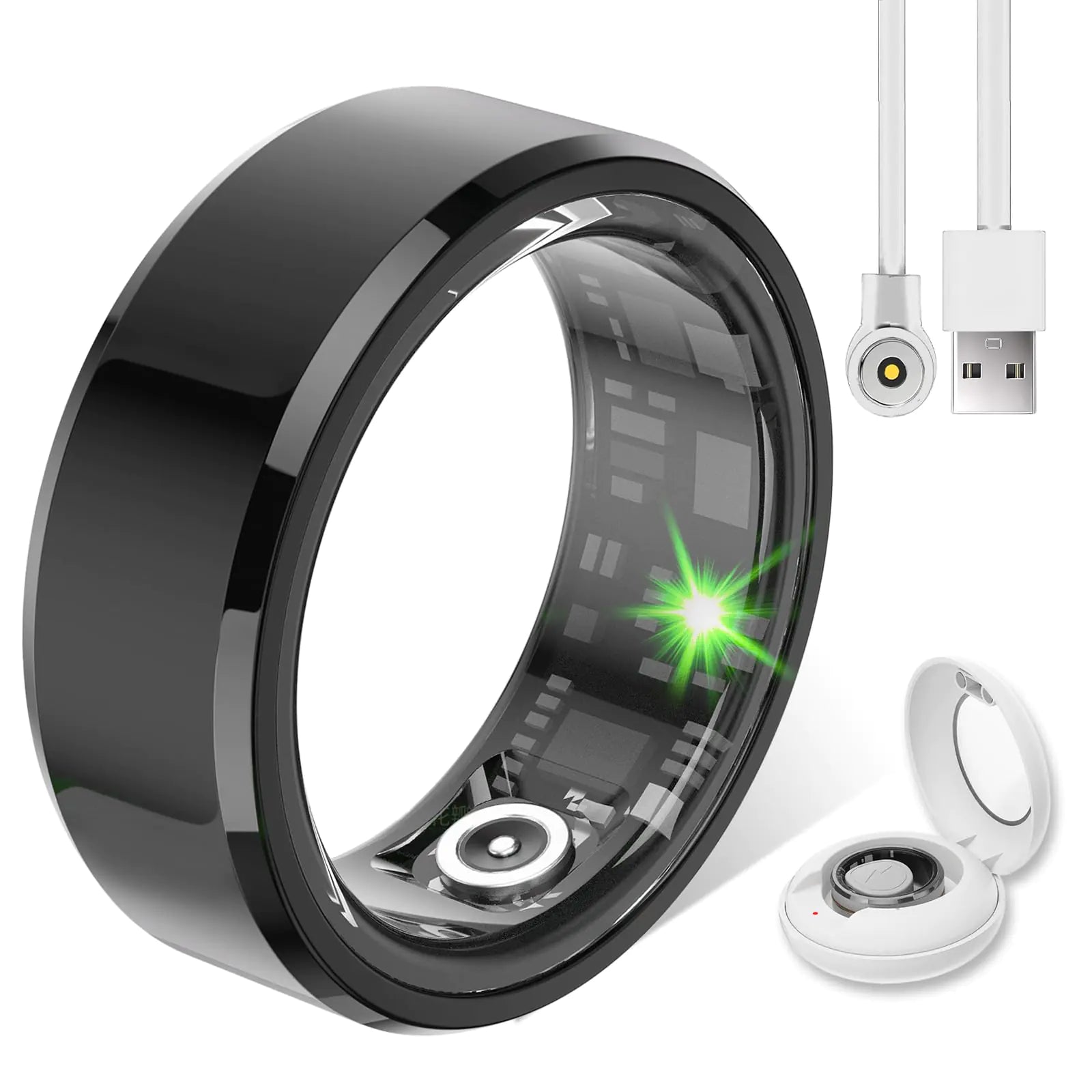 Rkazes Smart Ring Health Tracker Fitness Rings for Women & Men with Charging Case - Up to 7 Days Battery Life Sleep Tracker/Heart Rate Monitor IP68 Waterproof Compatible with iOS & Android