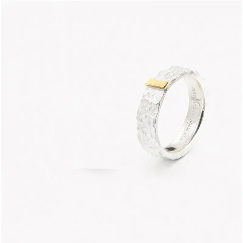 Vintage Stone Pattern Hammered Couple Rings