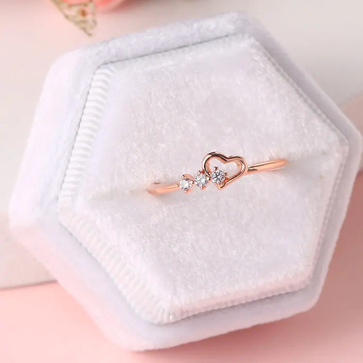 14K Gold Plated Heart-Shaped Thin Ring for Women