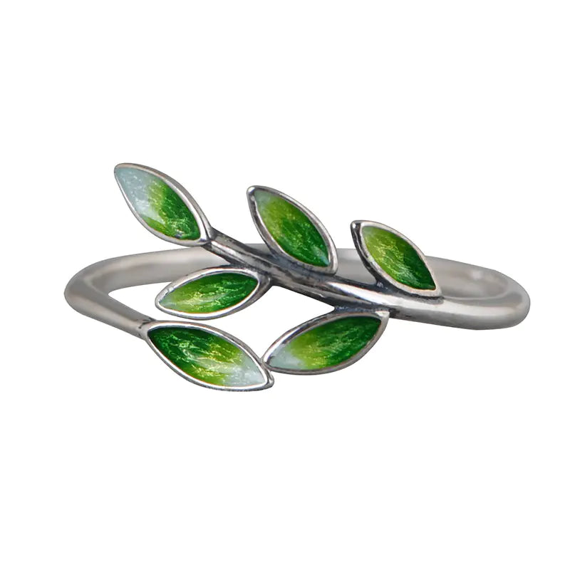 Simple Tree Leaf Shape Silver Ring for Women