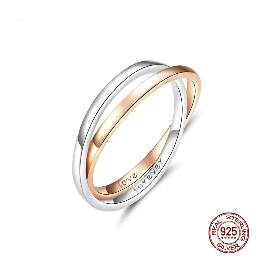 Couple Silver Ring Set - Stacking Rings