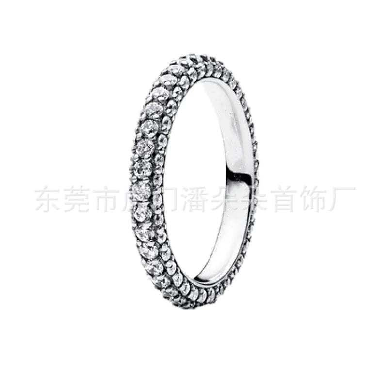 Rose Gold Plated Double Row Diamond Ring for Women