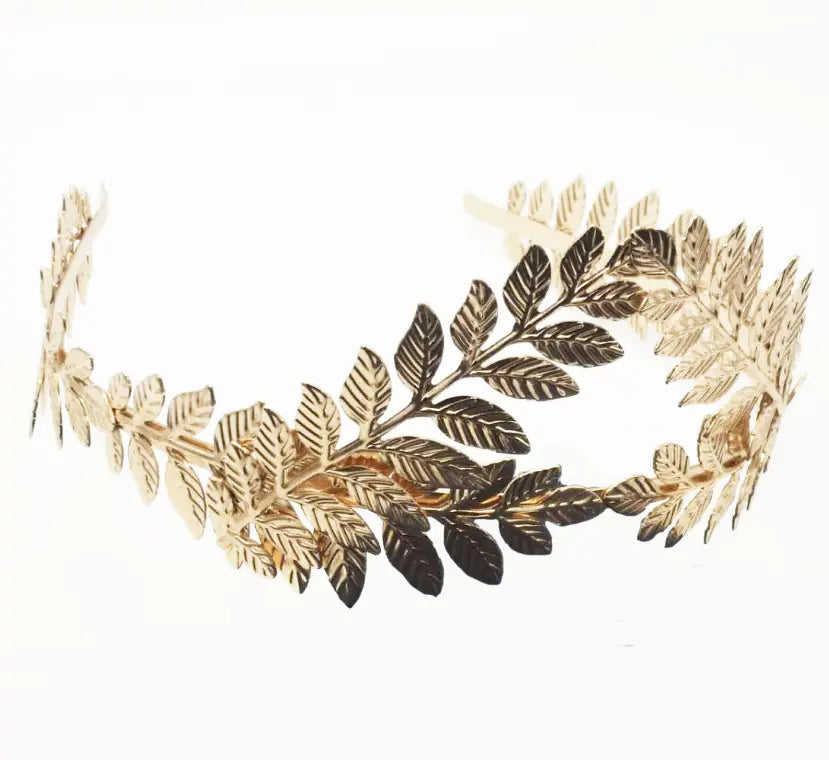 Baroque Golden Leaf Crown Hair Accessory for Women