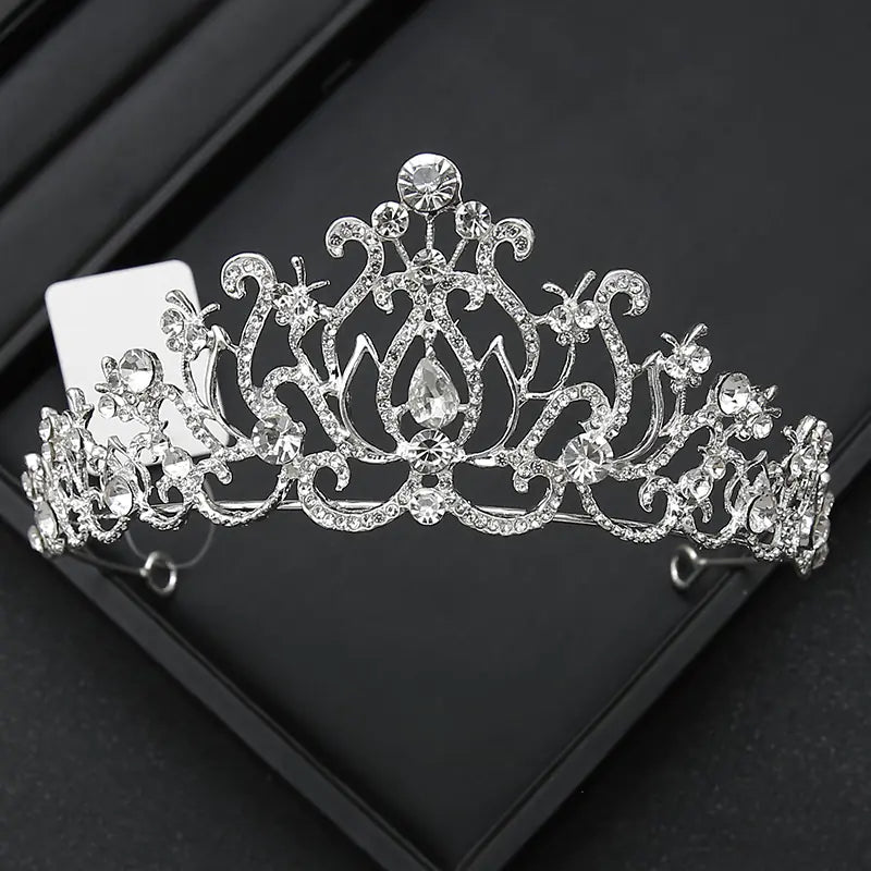 Crown Headpiece with Rhinestones for Weddings and Birthdays