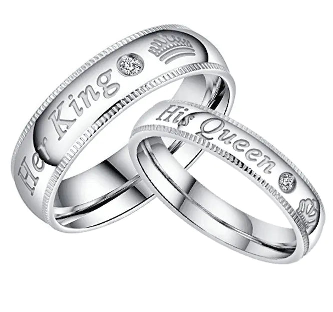 Couple Rings with Zirconia and Crown Design
