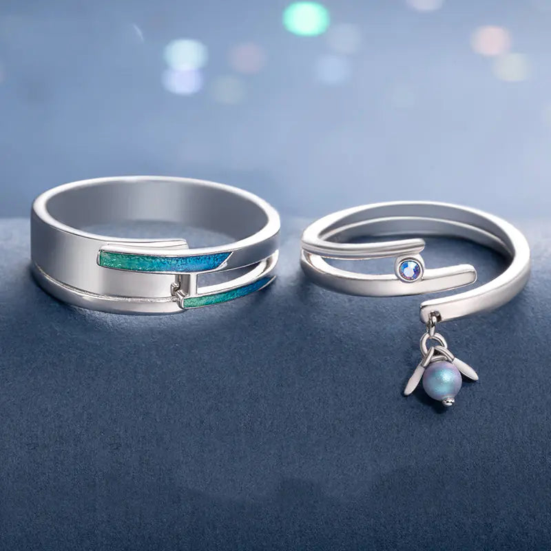 Original Design Silver Couple Rings - Midsummer Night's Dream