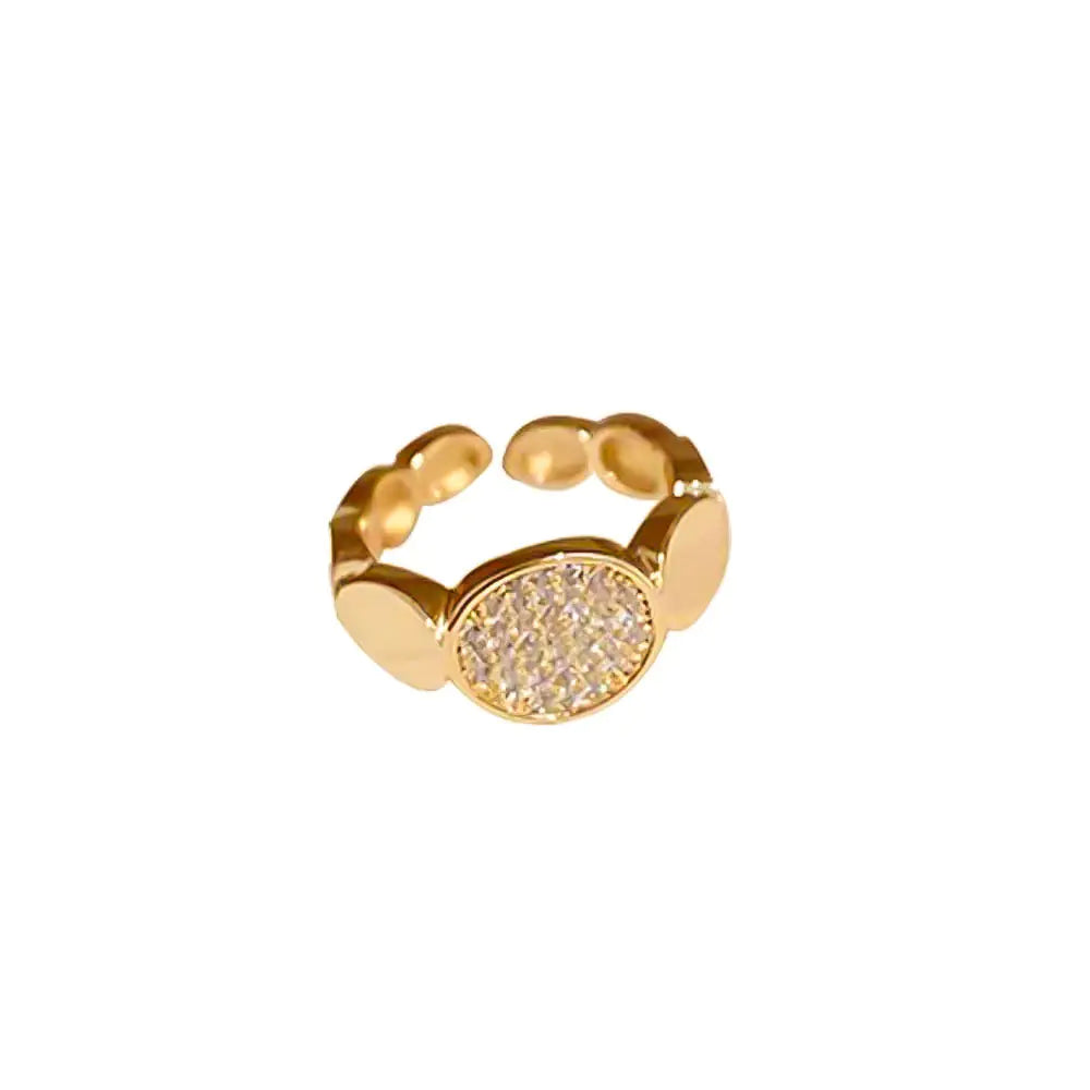 Geometric Design Gold-Plated Diamond Ring for Women