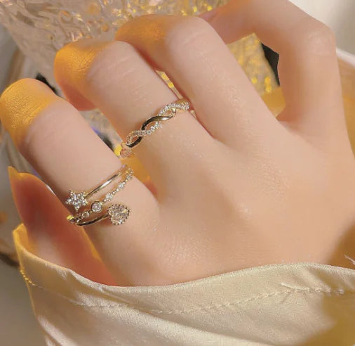 Light Luxury Adjustable Ring with Slight Inlay