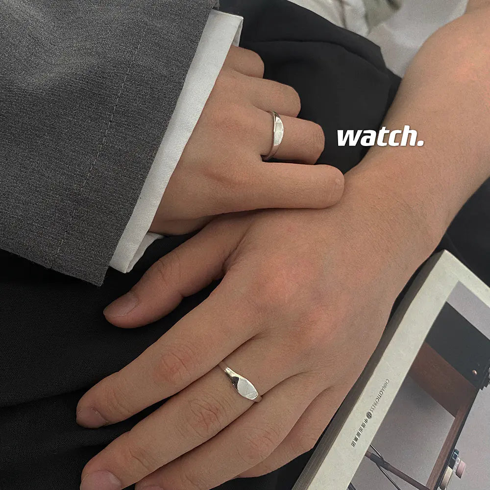 Sterling Silver 925 Simple Couple Ring - Light Luxury