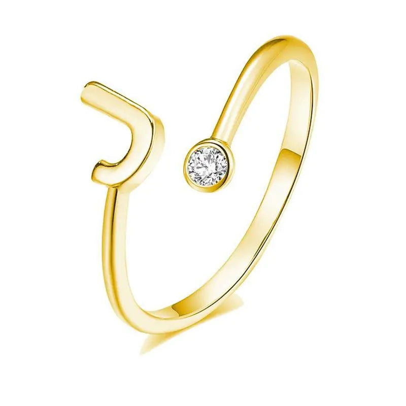 S925 Silver Letter Gold-Plated Ring for Women
