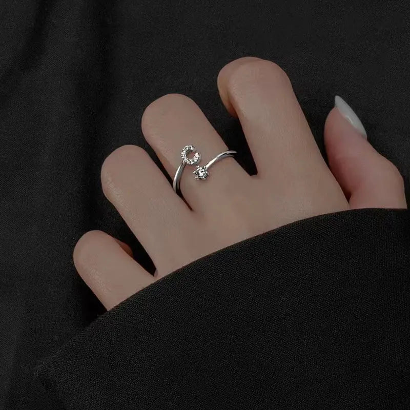 26 Letters Sterling Silver Ring for Women Fashion