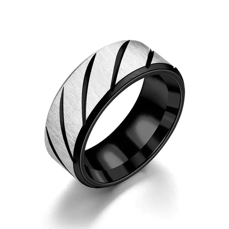 Stainless Steel Double Beveled Ring for Men & Women
