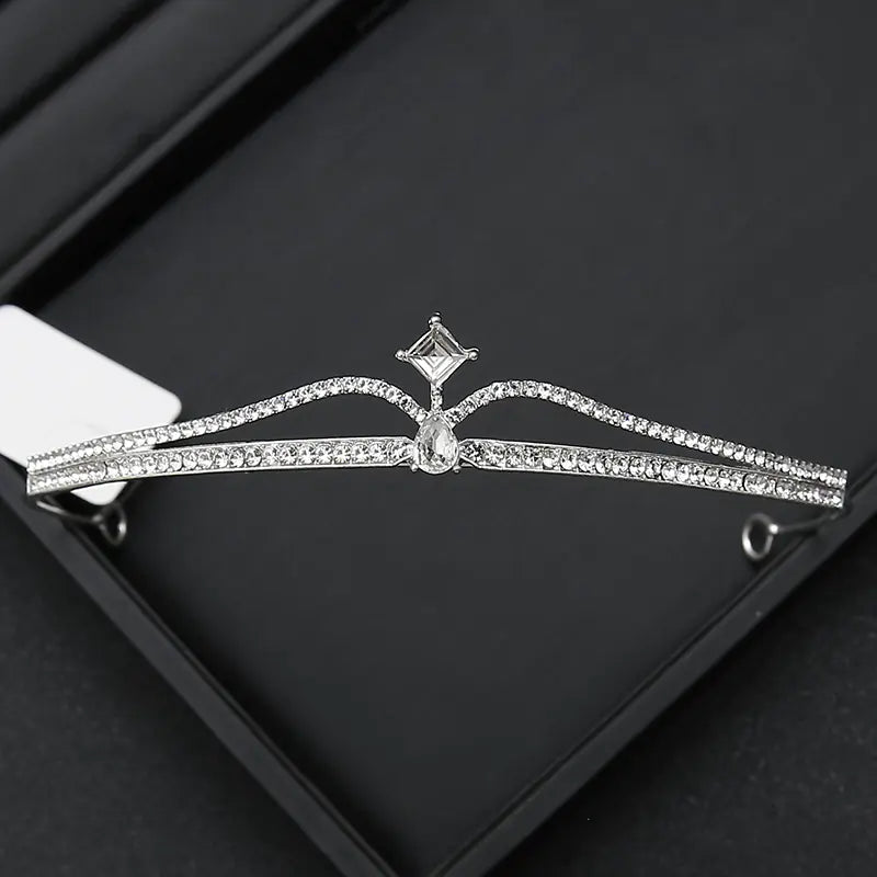 Crown Headpiece with Rhinestones for Weddings and Birthdays