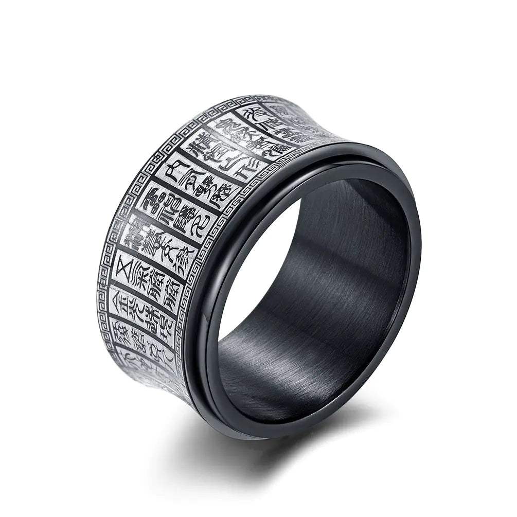 Chinese Style Titanium Steel Rotating Ring for Men
