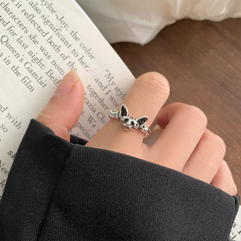 Cat Head 925 Sterling Silver Ring for Women