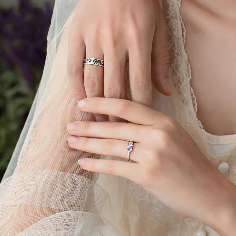 Provence Couple Rings - Minimalist Sterling Silver Set