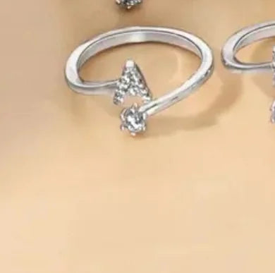 26 Letters Sterling Silver Ring for Women Fashion