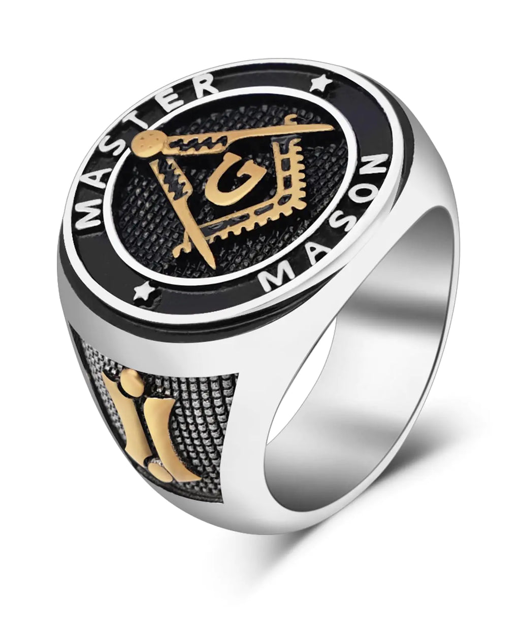 Eastlily Titanium Steel Masonic Ring Masonic Master Mason Ring Freemason Signet Masonic Jewelry Gift Gold Freemason Symbol Ring Size 12