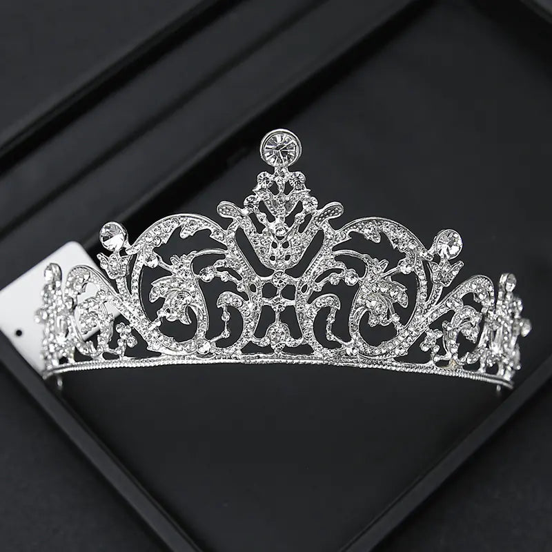 Crown Headpiece with Rhinestones for Weddings and Birthdays