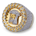 Zircon-Studded Hip-Hop Men's Ring