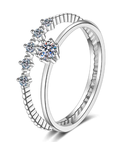 925 Sterling Silver 10 Points Moissanite Couple Rings