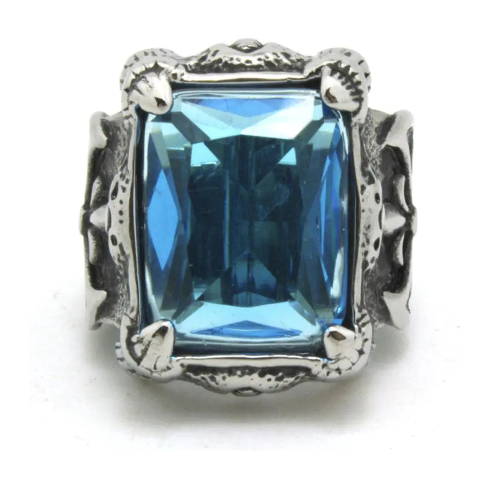 Retro Fashion Men's Titanium Steel Ring with Blue Zircon