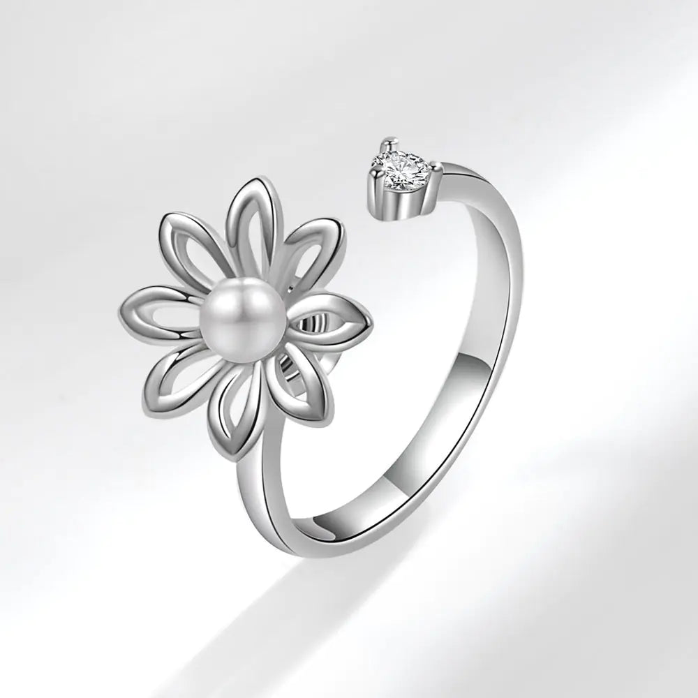 Rotating Flower Ring for Women's Fashion Temperament
