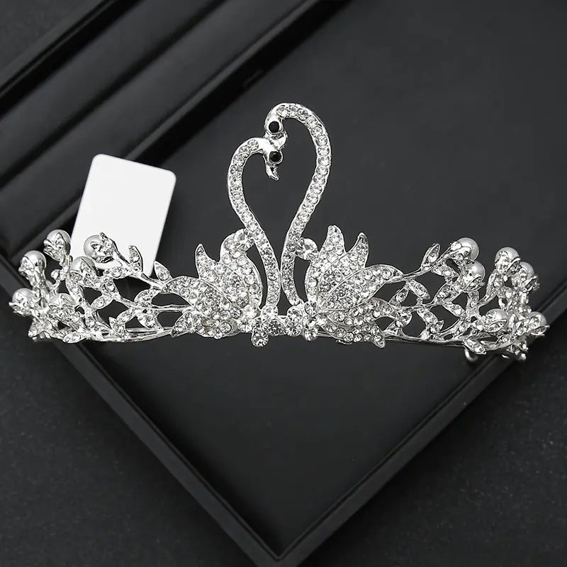 Crown Headpiece with Rhinestones for Weddings and Birthdays