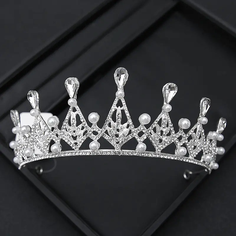 Crown Headpiece with Rhinestones for Weddings and Birthdays