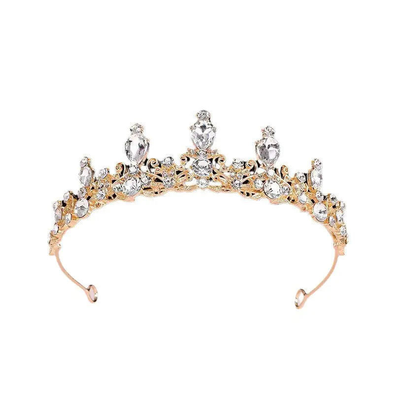 2024 Elegant Red Gem Crown Headband for Brides