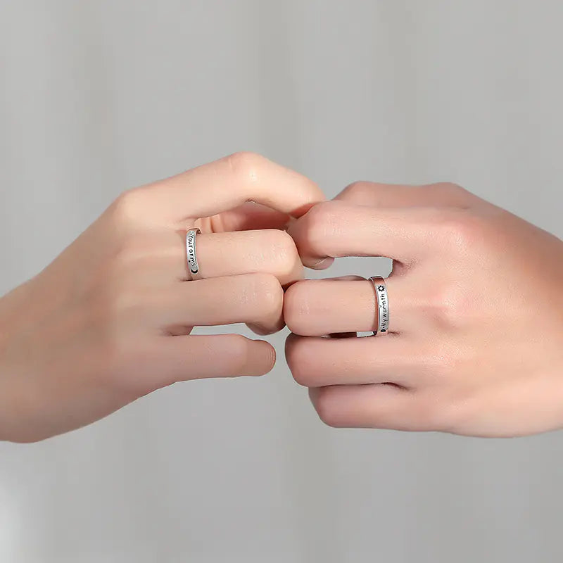 Sterling Silver Simple Monogrammed Couple's Ring