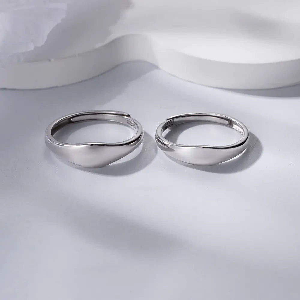 Sterling Silver 925 Simple Couple Ring - Light Luxury